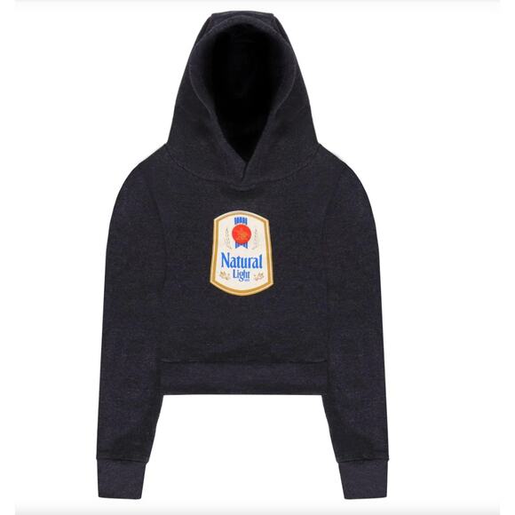 Vintage Y2K Natty Light Crop Hoodie M/L Retro Beer Logo Pullover Natural Light - Picture 2 of 7